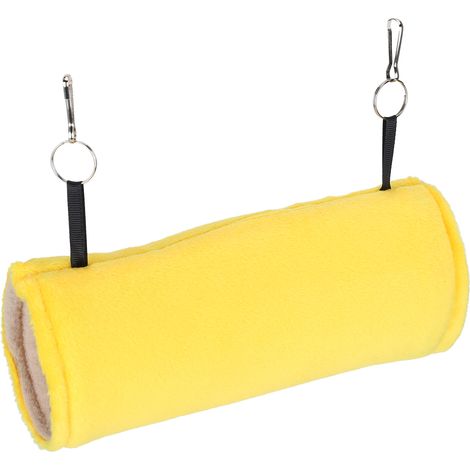 Hamac pour hamster, tunnel en peluche chaude, cage, lit suspendu pour petits animaux et oiseaux de compagnie, jaune (1/5)
