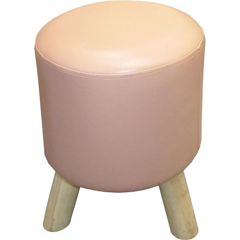 Pouf en polyéréthane piètement bois nude (1/2)