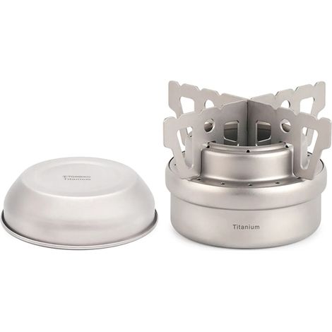 Réchaud à alcool portable mini en titane avec couvercle, support en croix, idéal pour le camping et la randonnée. Réchaud de cuisine portable pour le camping et la randonnée. (1/5)