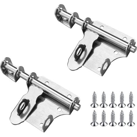 2 Piece Sliding Door Lock, Strong Thickened Stainless Steel Latch Lock with Padlock Hole, Security Door Latches for Kitchen, Garden, Bedroom, Cabinet, 6 Inch (1/5)