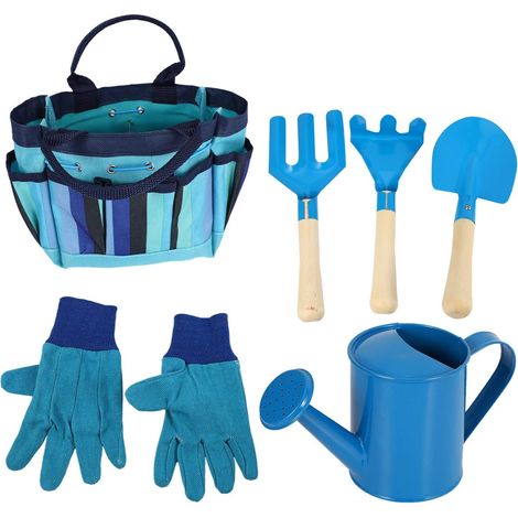Ensemble d'outils de jardinage pour enfants avec gants et sac de transport, idéal pour les activités de plein air. (1/5)