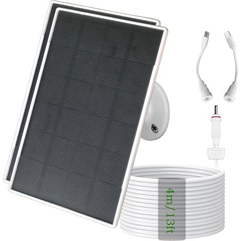 1 Panneau solaire 3W, batterie 6000mAh, ports USB-C, DC, Micro USB, pour caméras sécurité, extérieur (1/5)