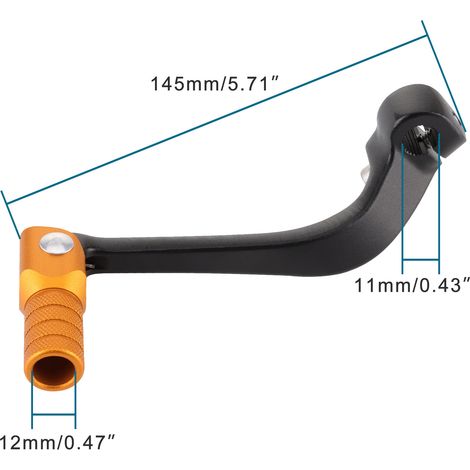 Aluminum folding gear shift lever, compatible with CRF110 off-road vehicle gear shift lever, and suitable for most models (black lever, gold). (1/4)