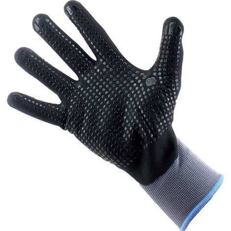 Gant Bannec grip sans couture en nylon Picots en PVC sur la paume et bout des doigts. coloris noir T9 - ISM GMBH (1/2)