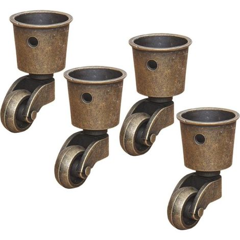 Roulettes Pivotantes en Laiton Solide - Lot de 4, Capacité 200 kg, Idéales pour Canapés, Tables Basses et Pianos, Vis Incluses - (1/4)