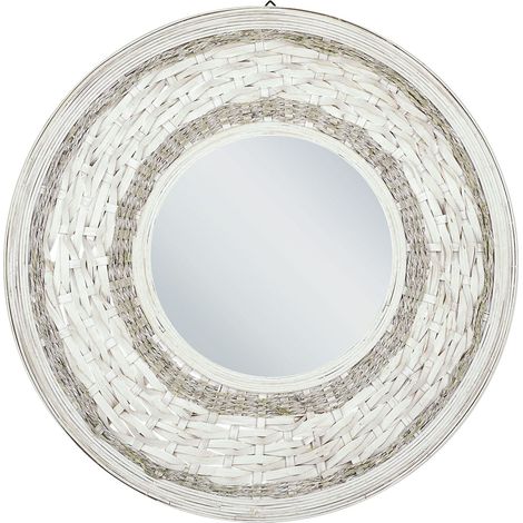 Miroir Mural Rond Décoratif Suspendu ø 61 cm en Bambou Naturel Soledad