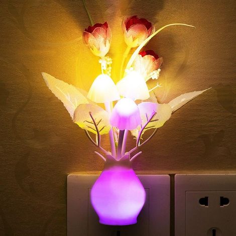 Veilleuse LED Avec Capteur Crépuscule-Aube - Veilleuse Murale À Brancher - 7 Couleurs - Pour Chambre Enfant Adulte Salle De Bain Cuisine Couloir Escaliers - 1 Pièce (1/5)