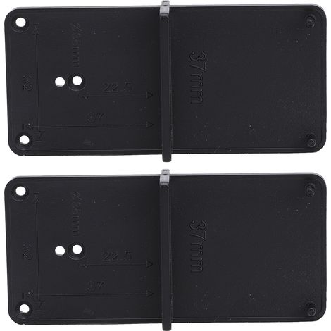 2 pièces Guide de perçage pour charnière Gabarit de trous Noir 85x40mm Outil de menuiserie (1/5)