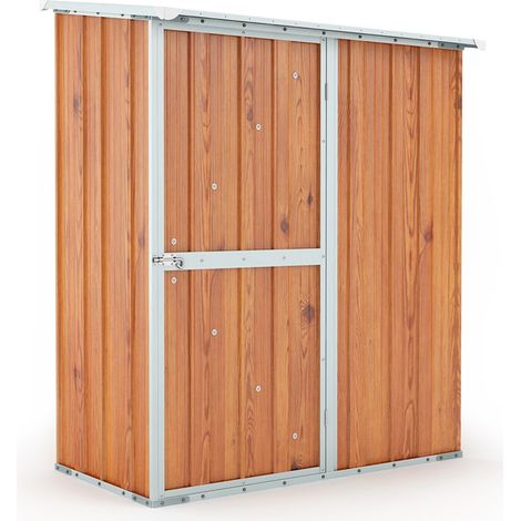 Casetta Box da Giardino in Lamiera di Acciaio Porta Utensili 155x100x192 cm Enaudi Legno (1/4)