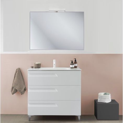 ROYO VITALE Conjunto Mueble de Baño Completo 3 Cajones Blanco Brillo - Medida: 100 cms - ref: C0072616 (1/2)
