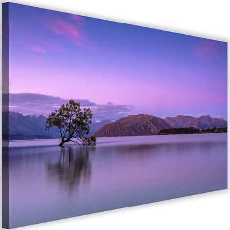 Tableau sur toile Arbre violet sur un lac 60x40 (1/5)