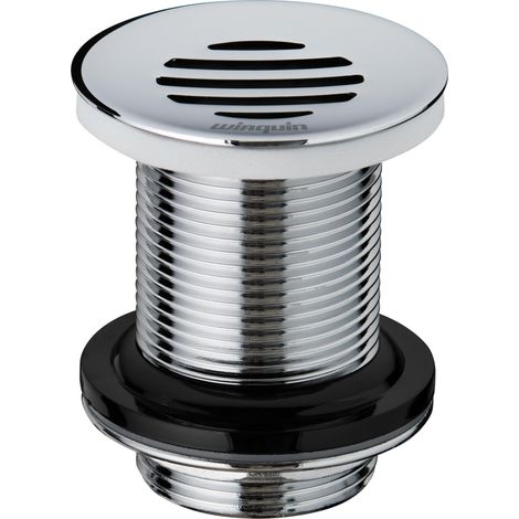 Bonde de lavabo laiton à écoulement libre grille trait incurvée hauteur 75 mm, Wirquin 30723423, chromé