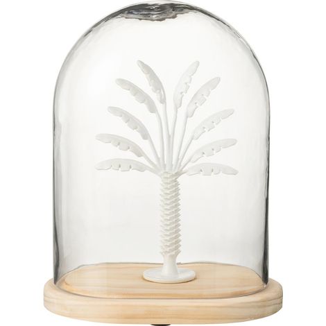 Cloche Déco en Verre "Palmier" 28cm Blanc (1/3)