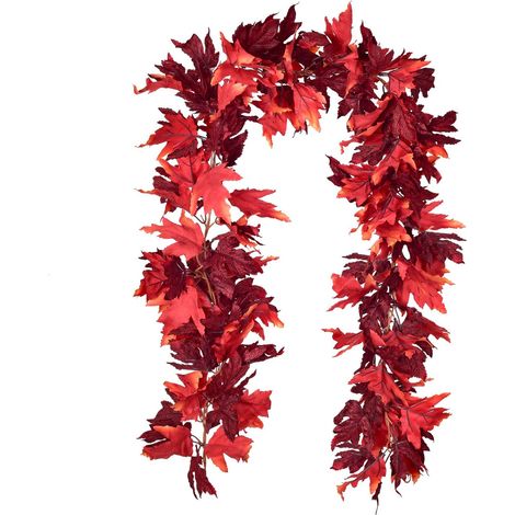 Guirlande Automne Feuille D'érable - 2 Pièces de 1,80 M - Décoration Intérieure Extérieure pour Fête Merci, Noël, Mariage, Cheminée (1/5)