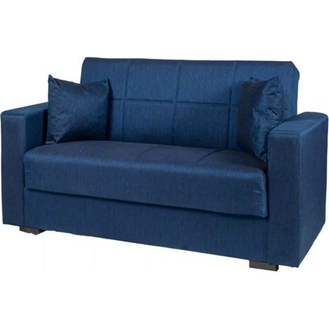 divano letto "nora" 2 posti in tessuto blu, 155x80x87 cm (1/4)