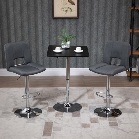 Table bar ronde reglable 60x60 cm bois metal noire OKMYHOME (1/5)