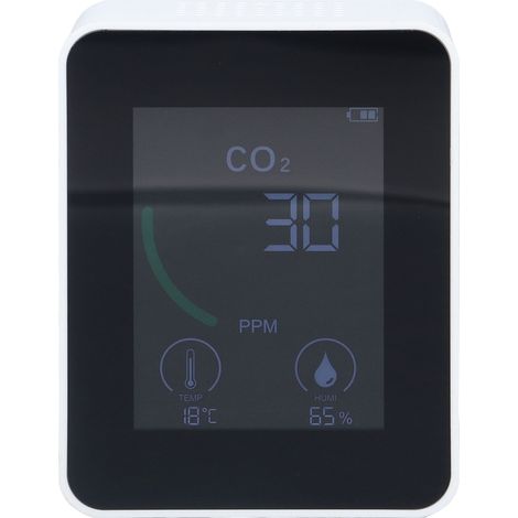 Moniteur de Qualité d'Air Bluetooth CO2 TVOC avec Stockage 60 Jours, Mesure Humidité Température, Alimentation USB, Blanc (1/5)