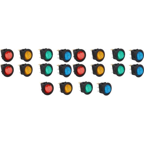 20 Stück runde LED-Wippschalter, 3-polig, 2 Positionen, 20 mm, für Auto und Boot, Ein/Aus, 12 V (1/5)