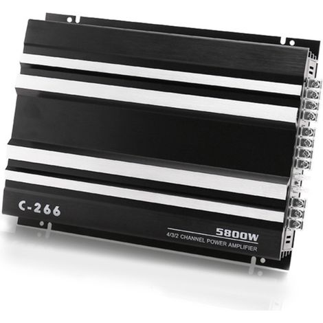 Amplificador de coche de 4 canales, clase AB, 5800 W, alta potencia, componente de audio estéreo, aleación de aluminio, amplificador de subwoofer para camiones, SUV y automóviles. (1/5)