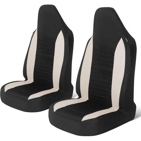 Fundas para asientos delanteros de coche, 2 piezas, protectores universales para asientos de coche, camionetas y SUV, color beige. (1/4)