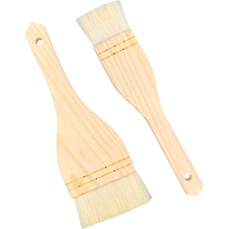 Ensemble 2 pinceaux à badigeonner pour barbecue, avec poils en laine douce et manche en bois de hêtre., la pâtisserie, les grillades et les sauces (1/5)