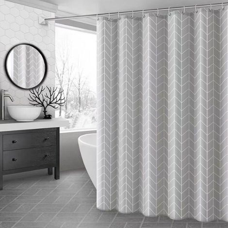 Rideau de Douche Imprimé Océan Abstrait - Design Géométrique - Imperméable - Accessoire Décoratif pour Baignoire - Taille Standard