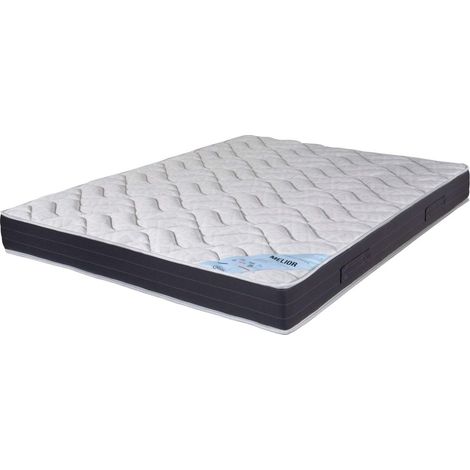 Matelas mousse 140x190x20 cm moelleux blanc et gris foncé - MELIARE (1/5)