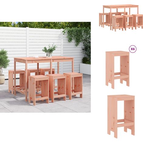 7-tlg. Gartenbar-Set Massivholz Douglasie - Gartentisch - Bartisch - Gartenmöbel - Outdoor Möbel - Holzmöbel (1/5)