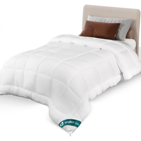 Couette Légère 200GSM 155x200 cm Couette Tempérée en Microfibre Couverture Douce avec Rembourrage Moelleux Couette Respirante Blanc (1/5)