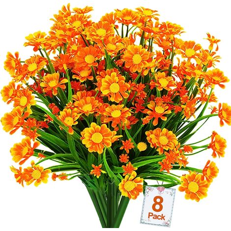 Fausses fleurs extérieures résistantes – ne se décolorent pas, lot de 8 (1/4)