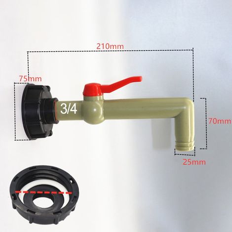 Robinet À Bille Ibc - Raccord Adaptateur Pour Conteneur Ibc - Filetage S60X6 - Sortie 1 Pouces - Étanche - Antigel - 1 Pièce (1/5)