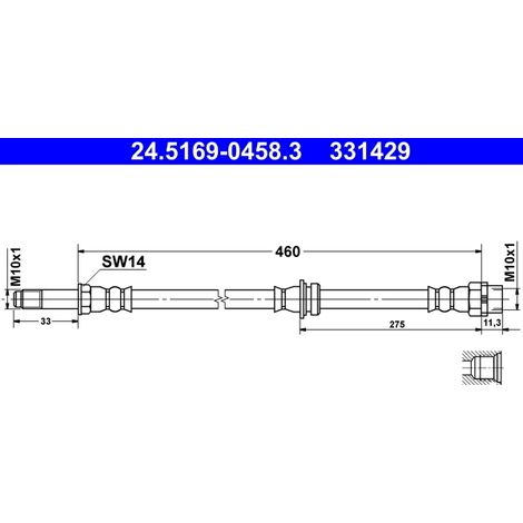 Flexible de frein ATE 24.5169-0458.3 BMW 34 30 1 165 174