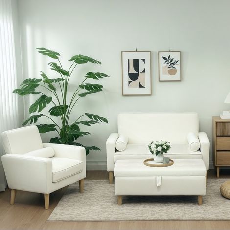 pouf contenitore seduta 115x50 velluto crema bianco OKMYHOME (1/3)