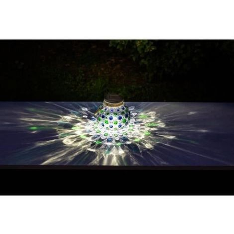 Lanterne solaire effet 3D VERTE à poser ou suspendre, éclats projetés comme des pétales de lumière (1/4)