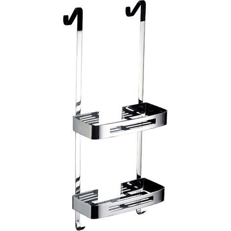 Estante colgante de acero inoxidable para ducha con estante de almacenamiento de doble cara para organizar el baño.