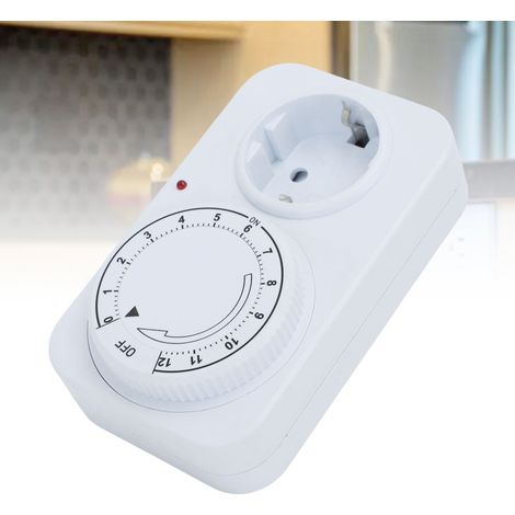 Programmeur Mécanique avec Prise EU FRK D12 - Timer Plug 12H 16A PC Antiflamme pour Luminaires, Pompes et Chargeurs Vélo Électrique (1/5)