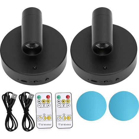 Set di 2 applique a LED magnetiche per interni, dimmerabili, con 3 temperature di colore, ricaricabili, con binario girevole a 350° per decorare la camera da letto e opere d'arte, con telecomando. (1/5)