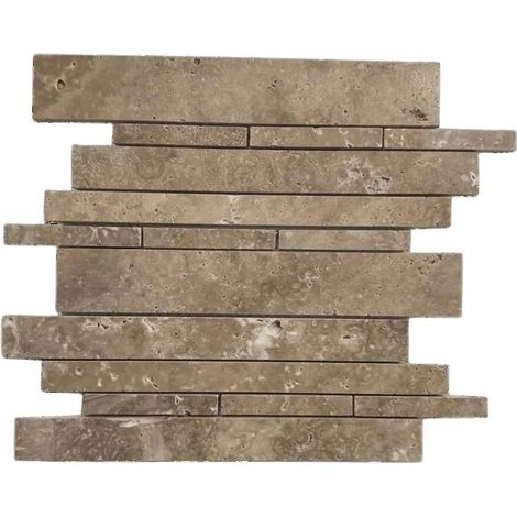 Mosaico - ALBEDO PIERRE - Travertino Noce - Design moderno - Bande asimmetriche - Interno/esterno