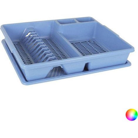 Panier égouttoir d'évier en plastique – Plateau de récupération 47x38x8,5 cm – Support pour 12 assiettes jusqu'à 26 cm – Lavable au lave-vaisselle – (1/2)