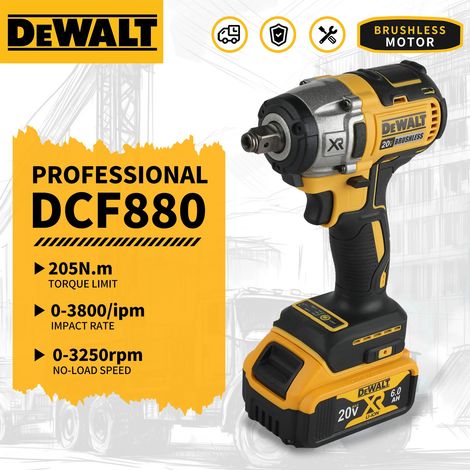 Clé à Choc Sans Fil 18V DEWALT DCF880 1/2" XR Li-Ion 2300 tr/min pour Automobile
