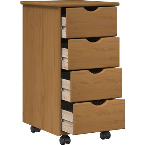 vidaXL  Rolling Cabinet  Honey Brown 34 x 39 x 65.5 cm Solid Pine Wood (1/4)