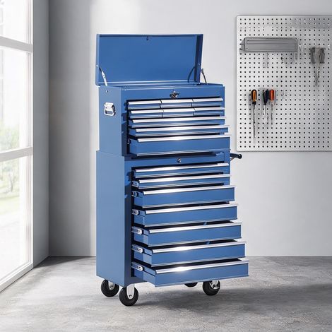 Servante d'atelier coloris bleu en acier 61,5 x 33 x 113 cm (1/5)
