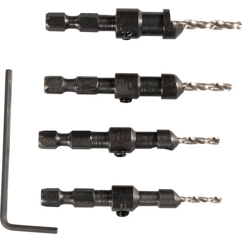 Makita Bohrsenker Set für Holz D-73455 4 tlg. 1/4" verstellbare Bohrerlänge