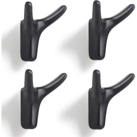 (4 Pieces) Double Hook Wall Coat Rack (Matte Black) (1/5)