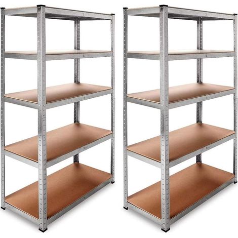 DASCK - Pack de 2 Estanterías Galvanizadas de 5 Baldas ( 875kg por Estantería (180 x 90 x 40 cm) Almacenamiento Taller