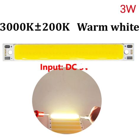 Lampes de croissance pour plantes (Blanc chaud) 1 bande LED COB 3 V/3,7 V CC 60 mm x 8 mm, 3 W, blanc chaud/froid, bleu/rouge, pour lampe de travail de vélo (DIY). (1/5)