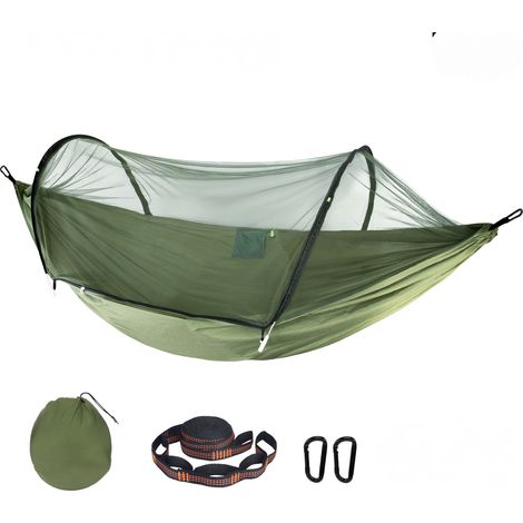 Hamaca de exterior con mosquitera de nailon para viajes, 270 x 140 cm, color verde (1/5)