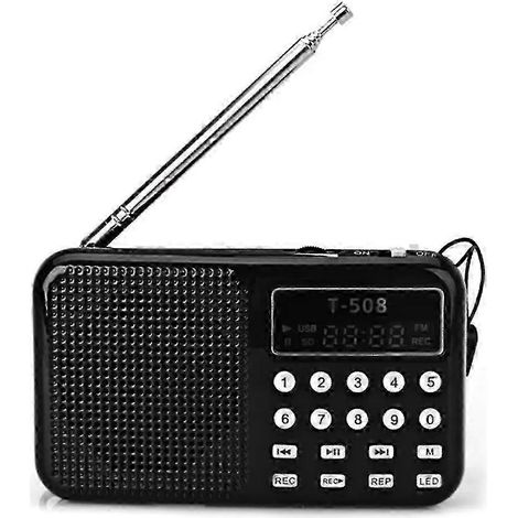 Lecteur MP3 avec radio FM intégrée et haut-parleur rechargeable - modèle T508,Black