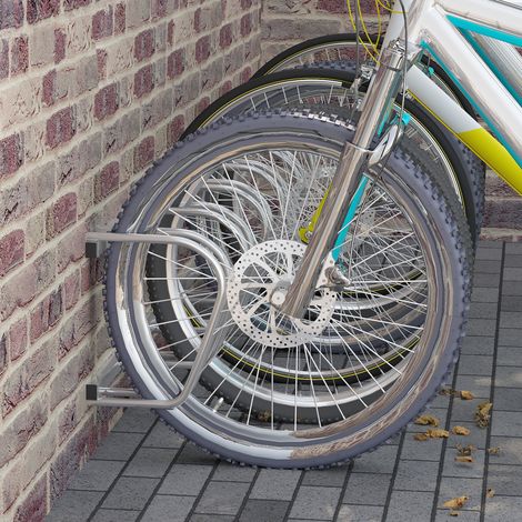 Soporte para bicicletas de suelo o pared, de acero, con capacidad para 6 bicicletas, ruedas de hasta 65 mm, 179 x 33 x 27 cm, color plata.