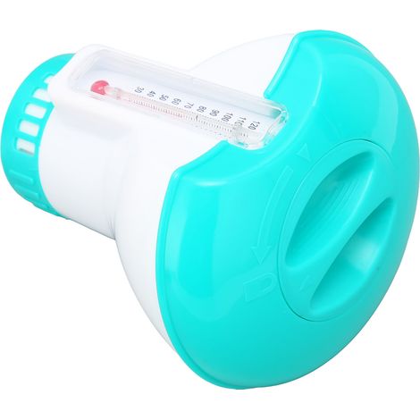 Distributeur de produits chimiques pour spa avec thermomètre, réutilisable, pastilles de chlore flottantes bleu lac pour piscine (1/5)